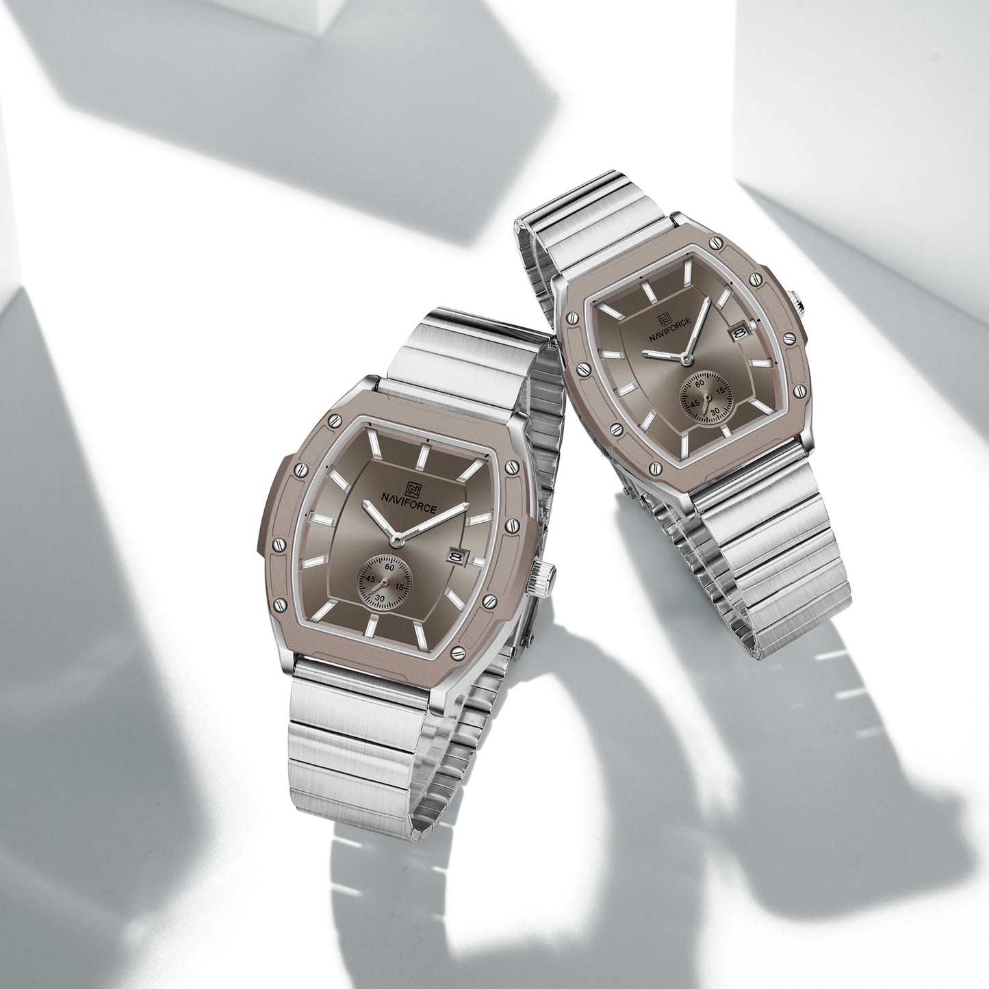 Naviforce NF8068 Paris Couple Watch - Silver Grey