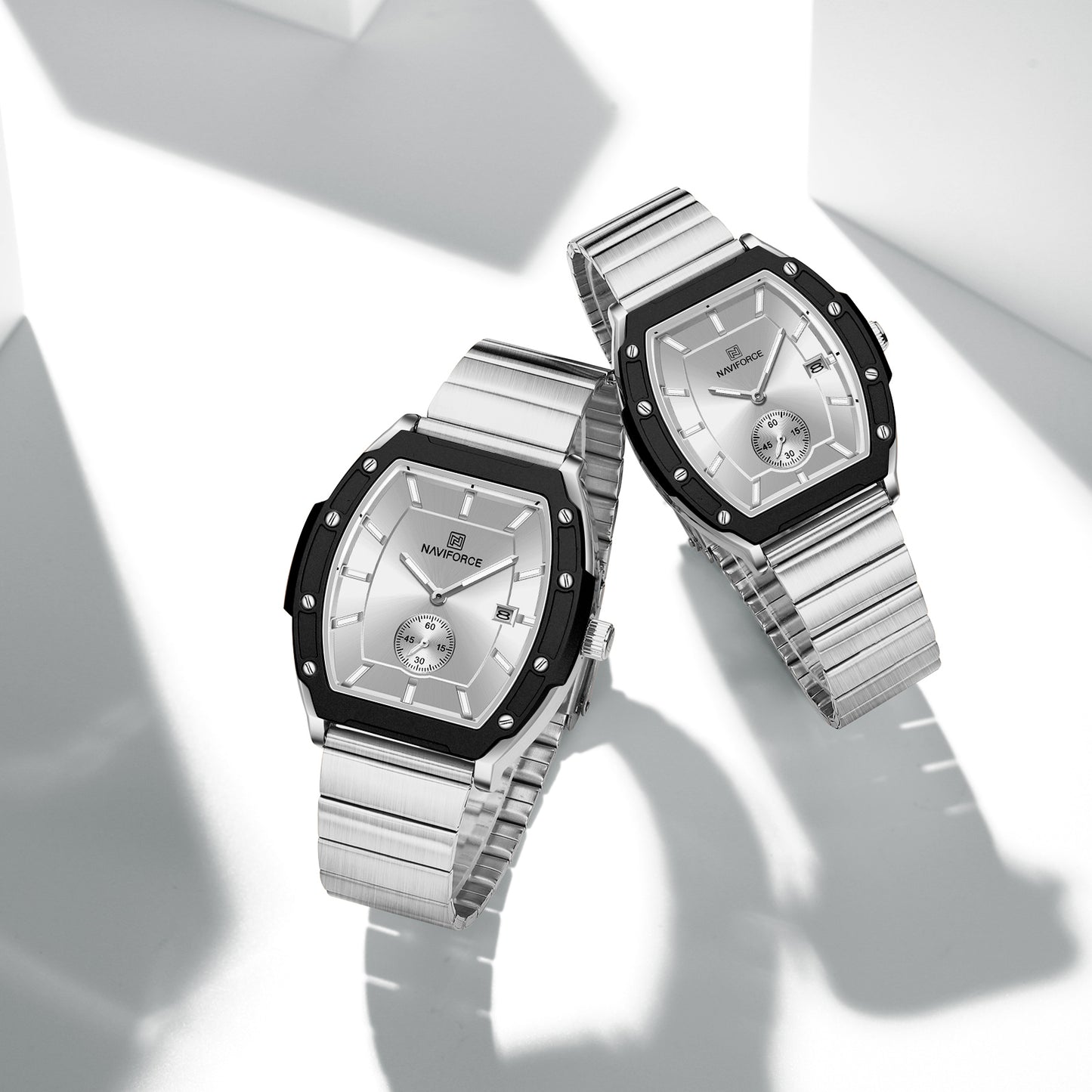 Naviforce NF8068 Paris Couple Watch - Silver