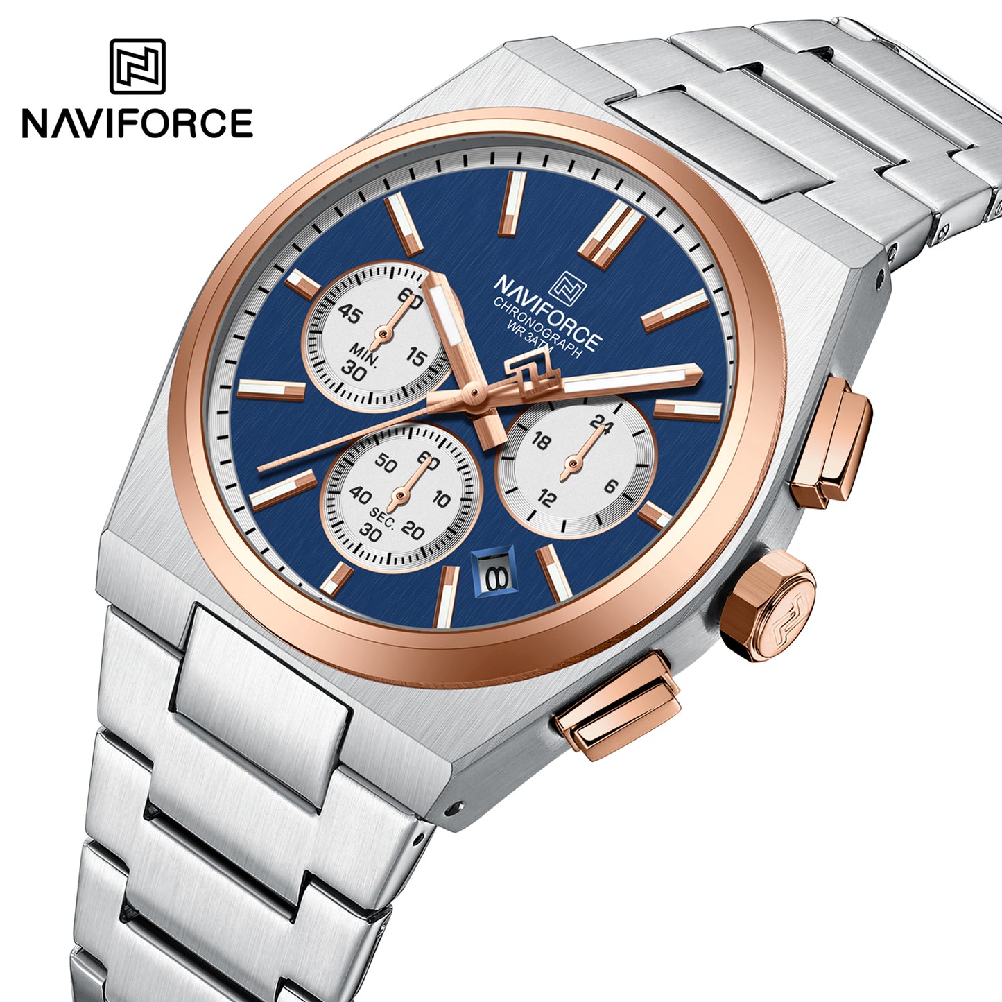 Naviforce 8048 Cupid Men Watch - Silver RoseGold-Blue
