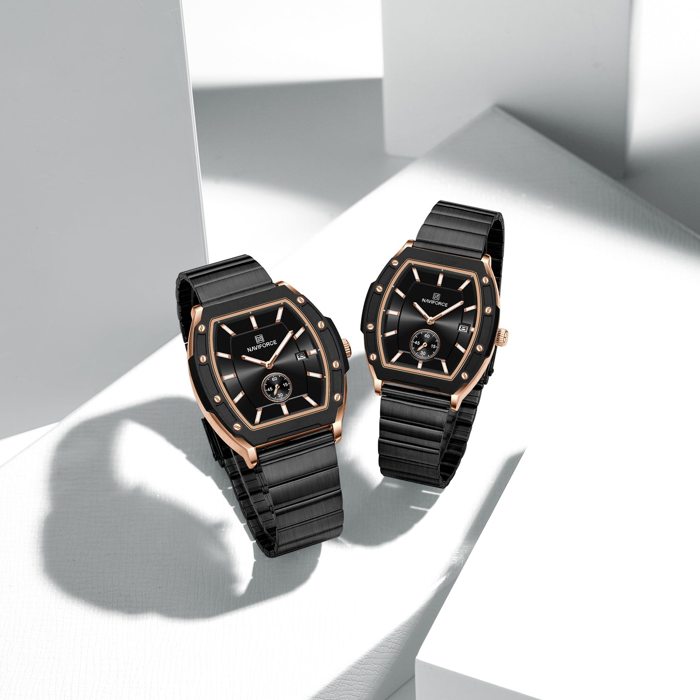 Naviforce NF8068 Paris Couple Watch - Black