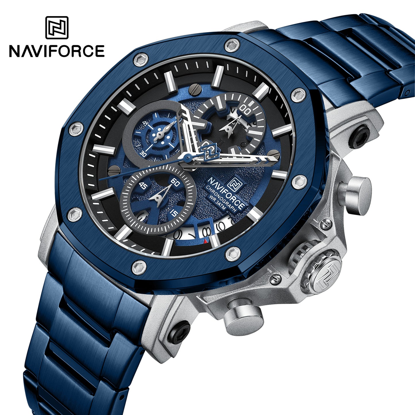 Naviforce 8065 Eclipse Men Watch - Silver Blue