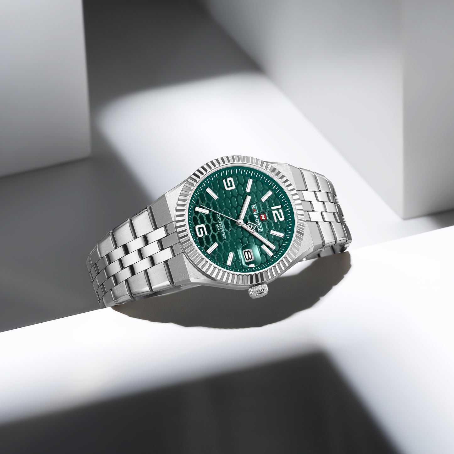 Naviforce 9277 Lotus Men Watch - Silver Green