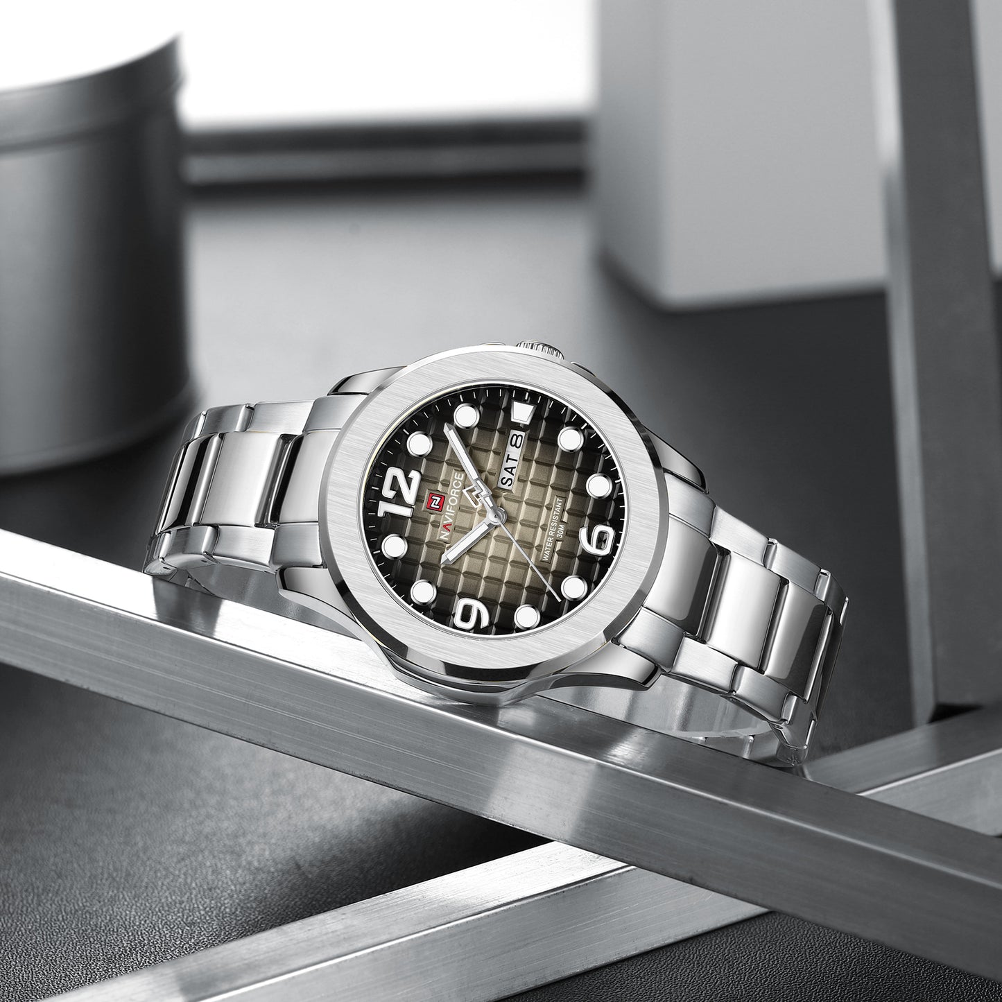 Naviforce 9244 Dynasty Men Watch - Silver Grey