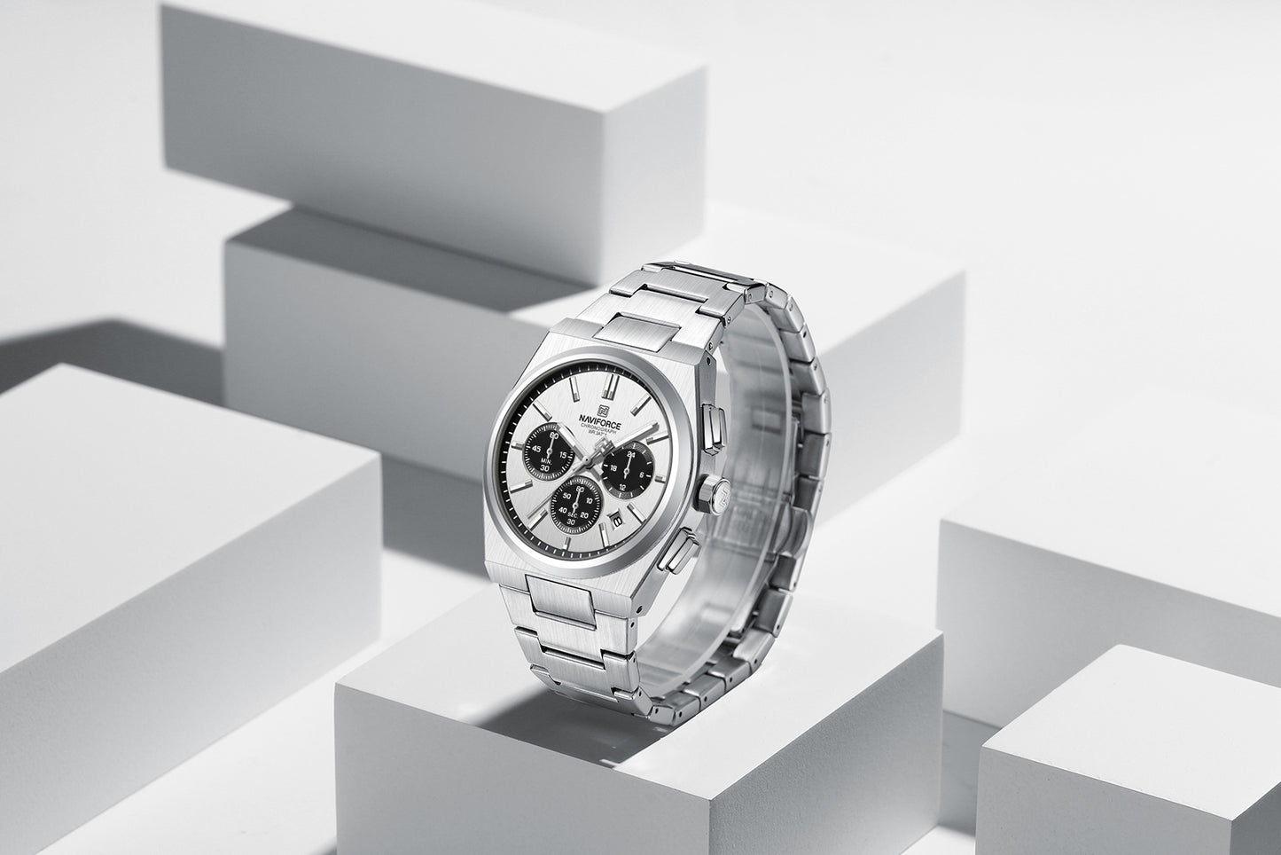 Naviforce 8048 Cupid Men Watch - Silver Black