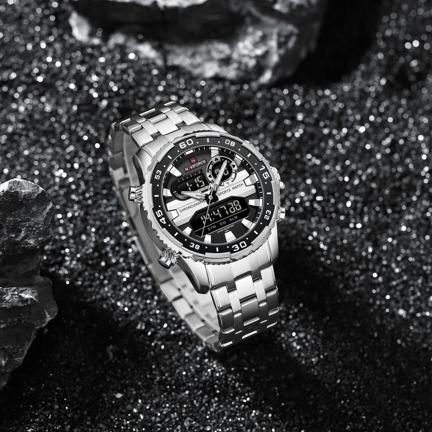 Naviforce 9234 Unicorn Men Watch - Silver Black