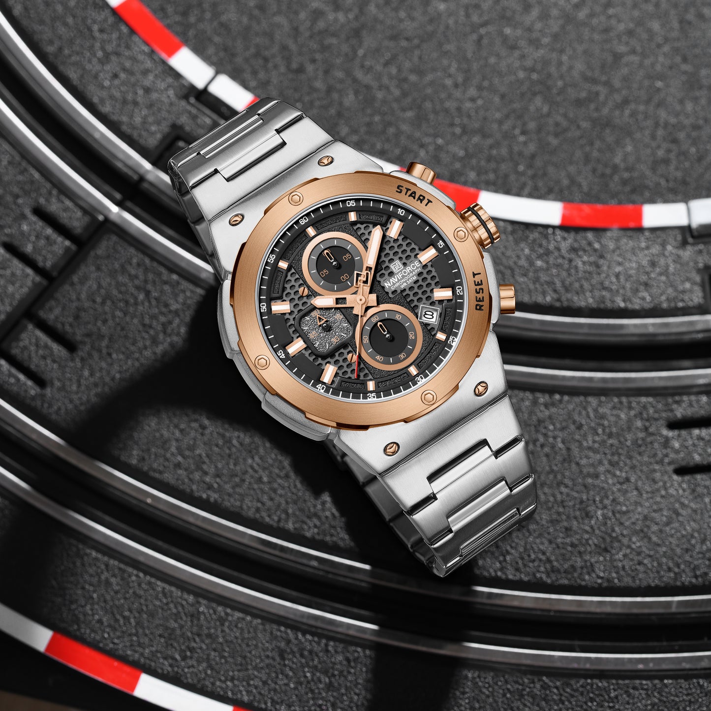 Naviforce NF8072 Chromium Men Watch - Silver RoseGold