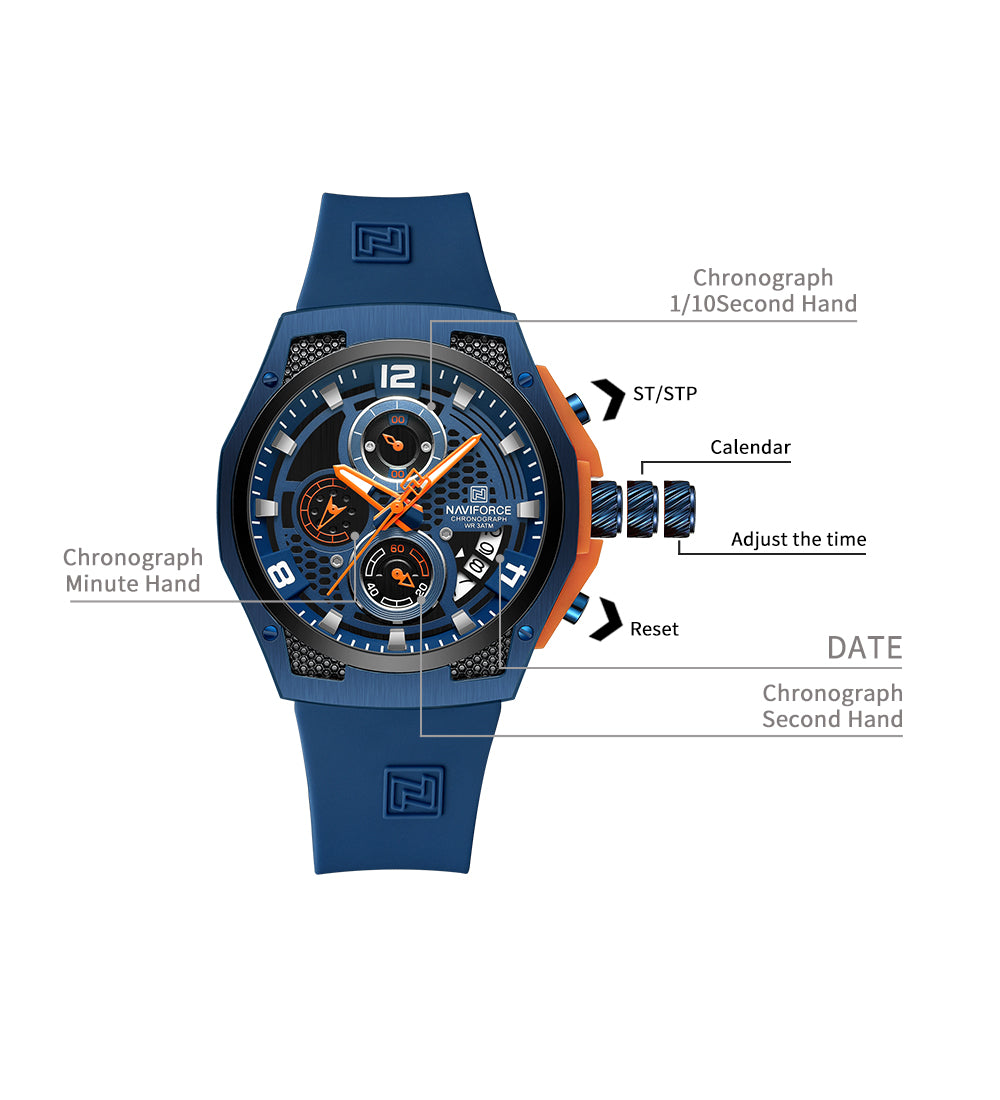 Naviforce 8051T Legacy Silicone Watch - Blue