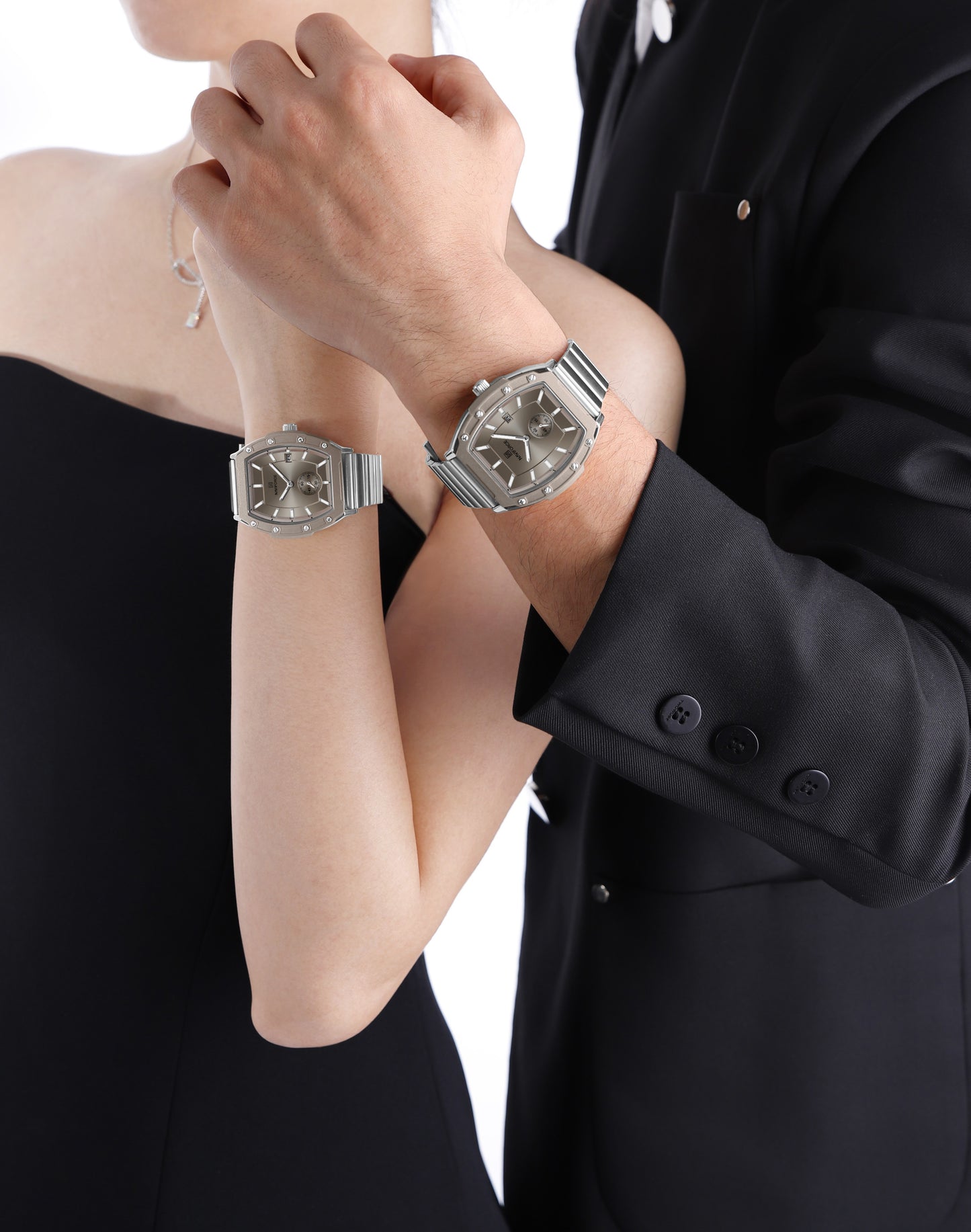 Naviforce NF8068 Paris Couple Watch - Silver Grey