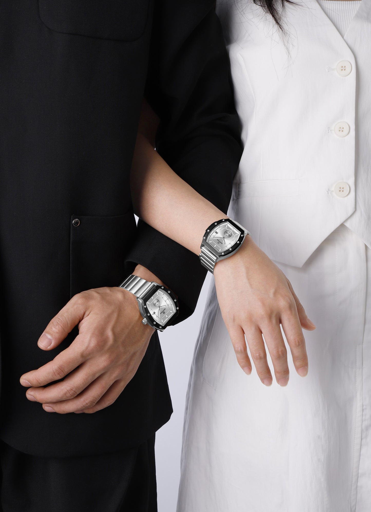 Naviforce NF8068 Paris Couple Watch - Silver
