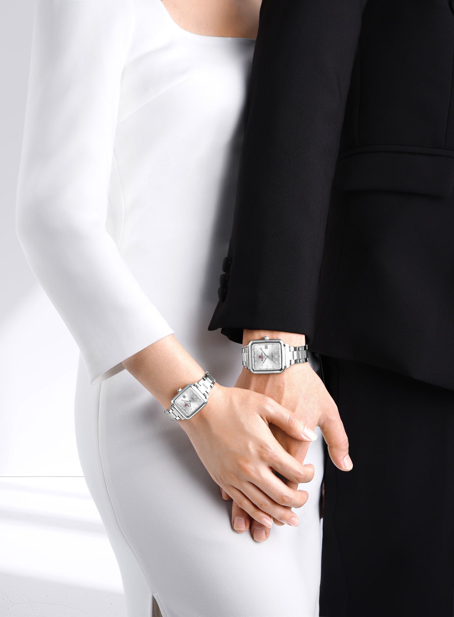 Naviforce 9252 Duet Classic Couples Watch - Silver