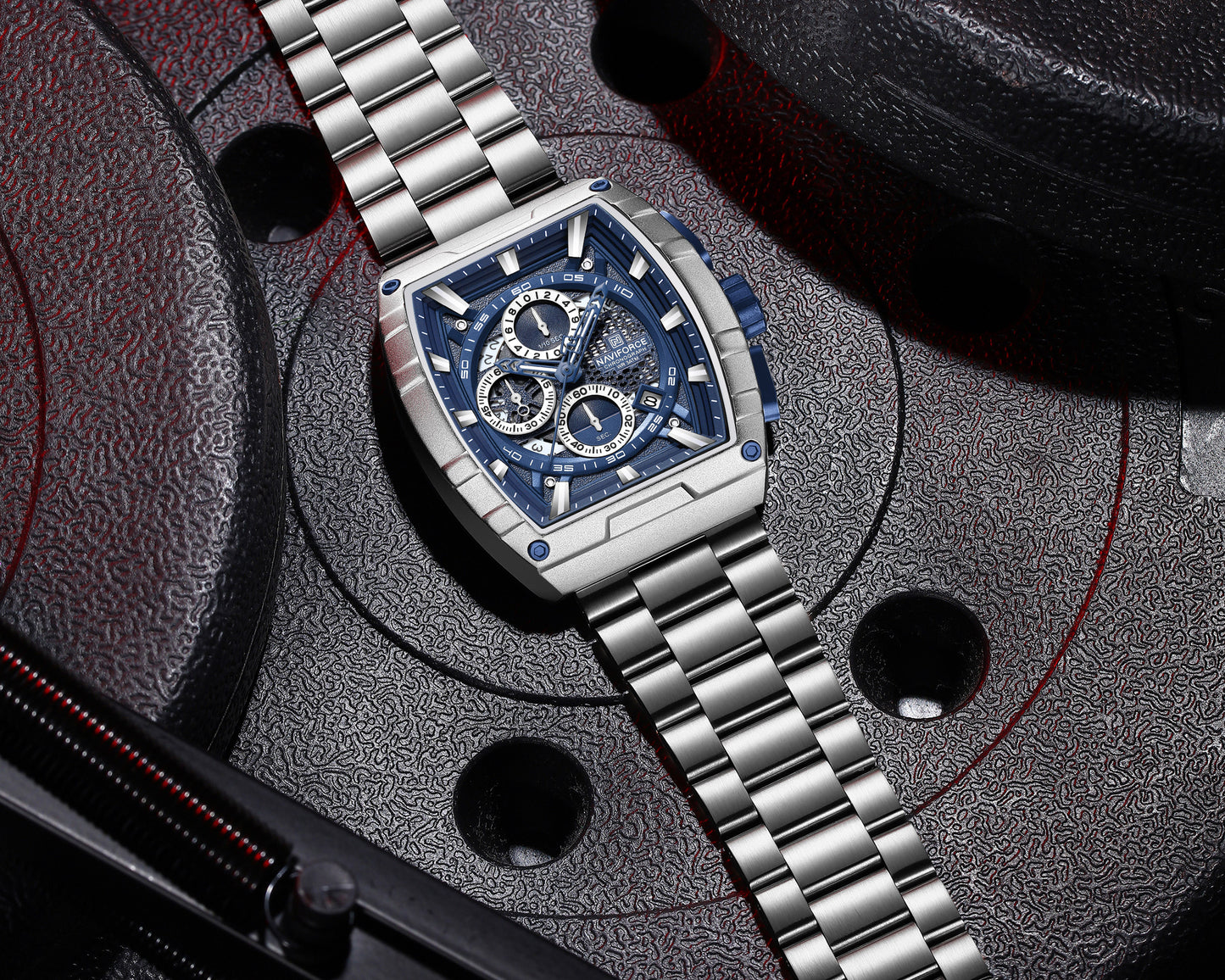 Naviforce 8066 ChronoPro Men Watch - Silver Blue