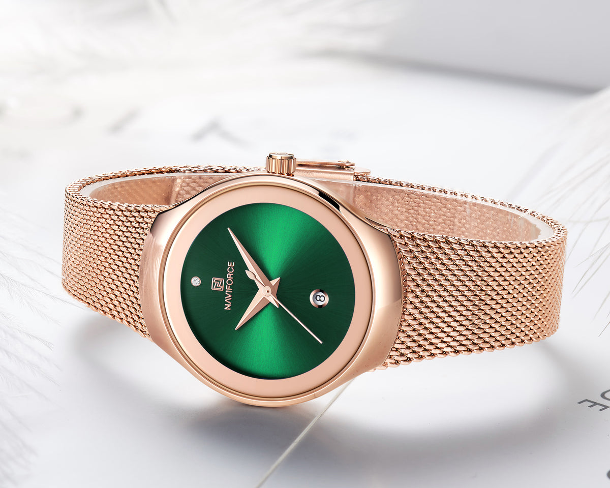 Naviforce 5004 Nebula Female Classic Watch - Gold Green