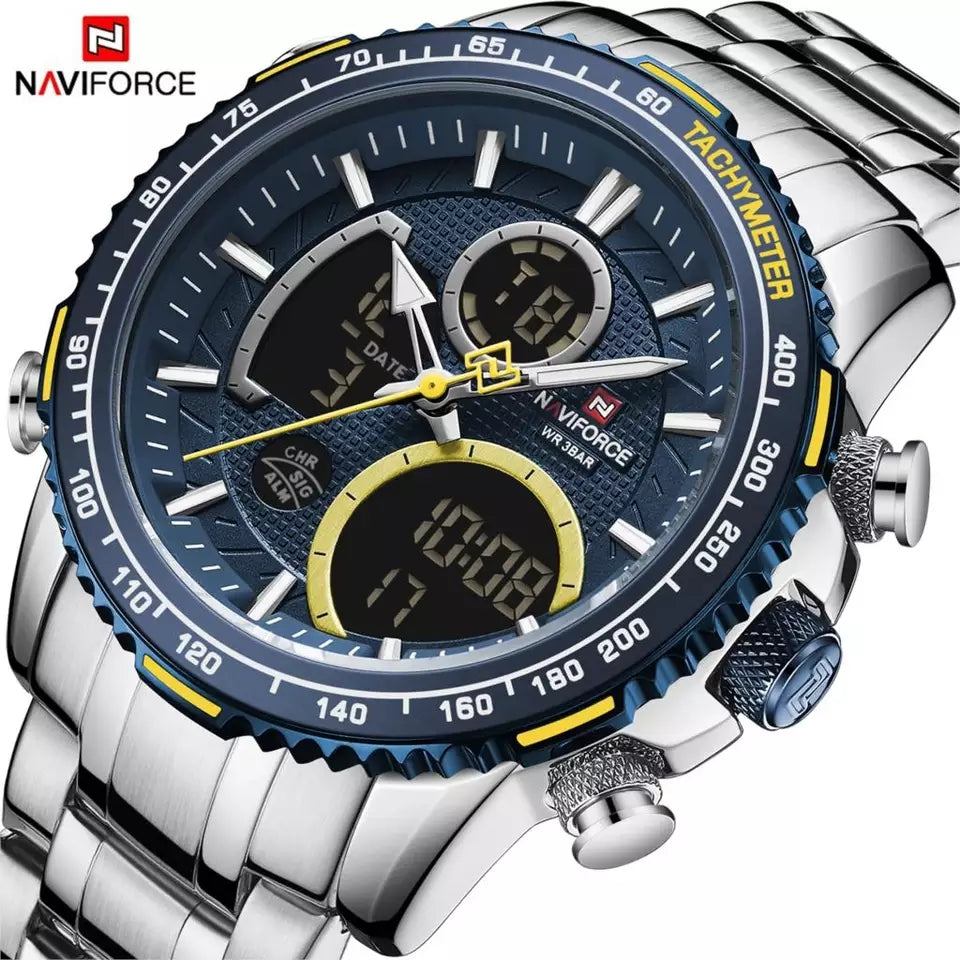 Naviforce 9182 Torpedo Men Watch - Silver Blue