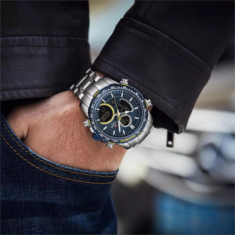 Naviforce 9182 Torpedo Men Watch - Silver Blue