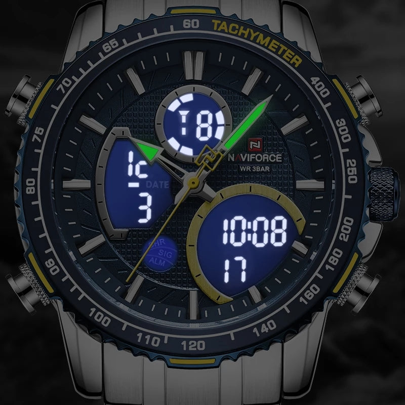 Naviforce 9182 Torpedo Men Watch - Silver Blue