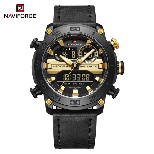 Naviforce 9235 Platinum Men Leather Watch - Black