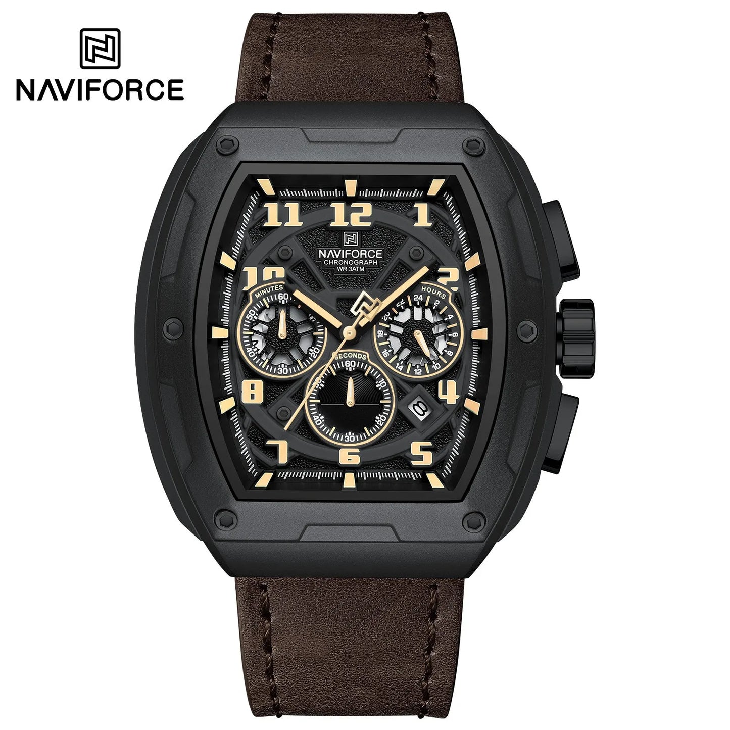 Naviforce 8053 Gently Men Leather Watch - DarkBrown