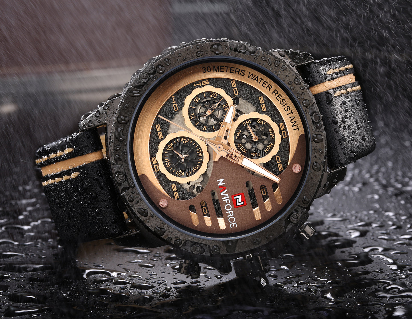 Naviforce 9110 Titanium Men Watch - Black RoseGold