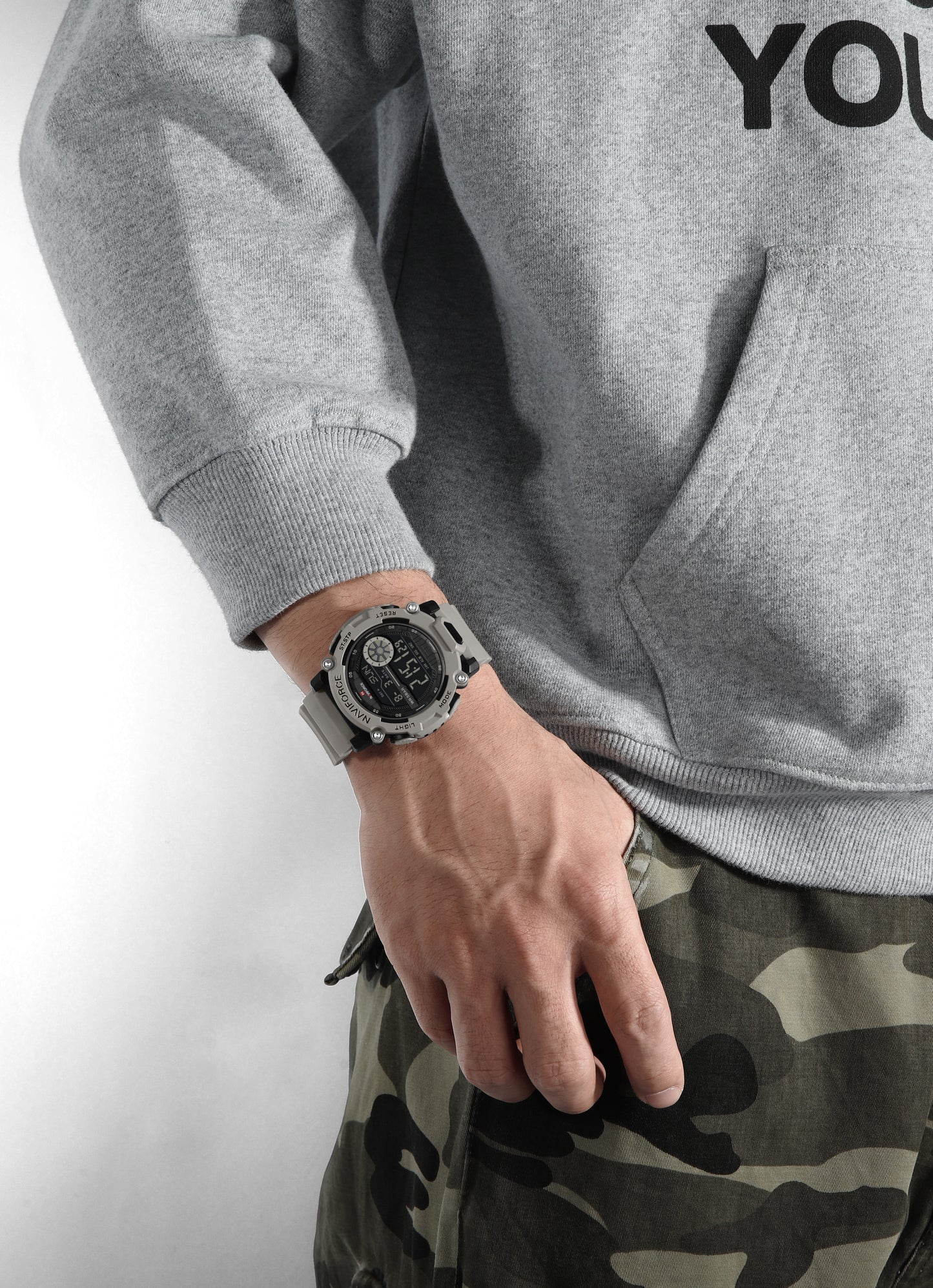 Naviforce 7133 Phantom X Men Silicone Watch - Light Grey