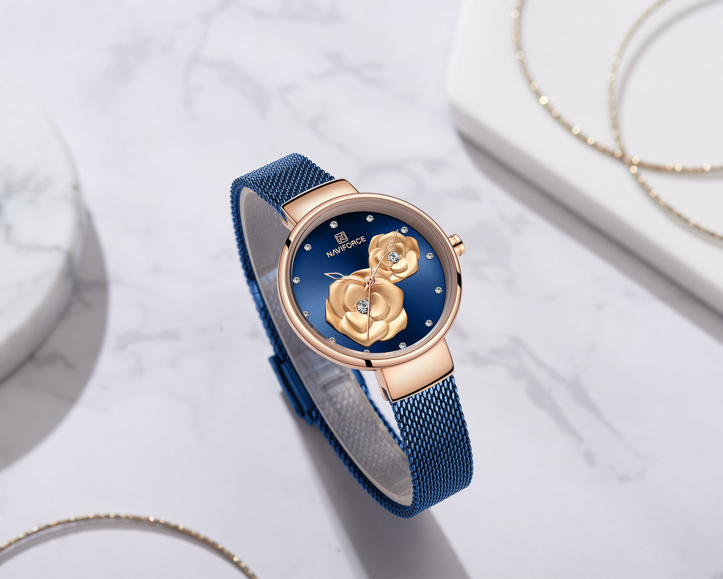 Naviforce 5013 Venica Floral Women Watch - Blue