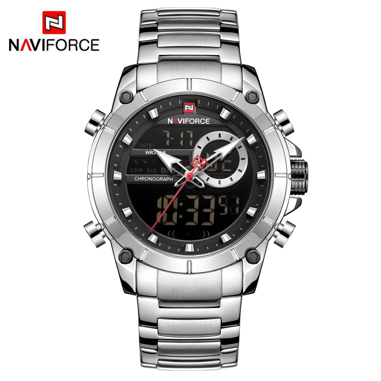 Naviforce 9163 Malibu Men Watch - Silver Black