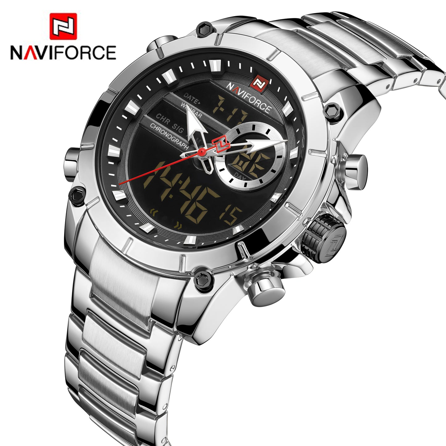 Naviforce 9163 Malibu Men Watch - Silver Black