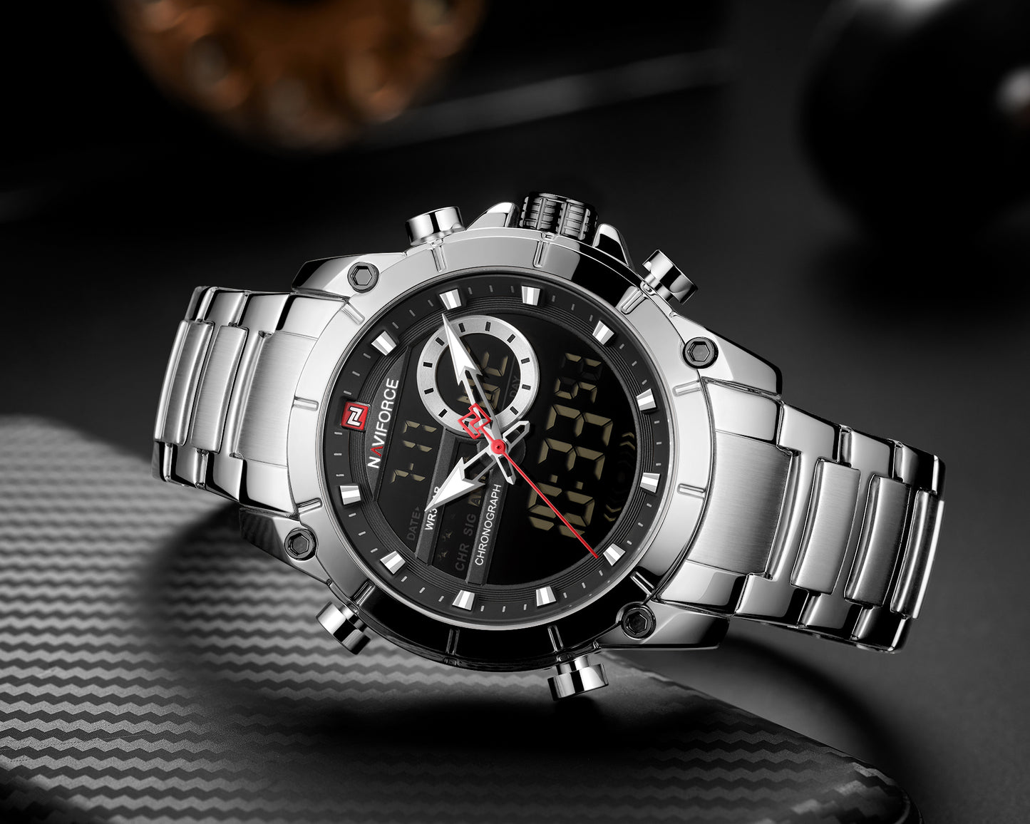 Naviforce 9163 Malibu Men Watch - Silver Black