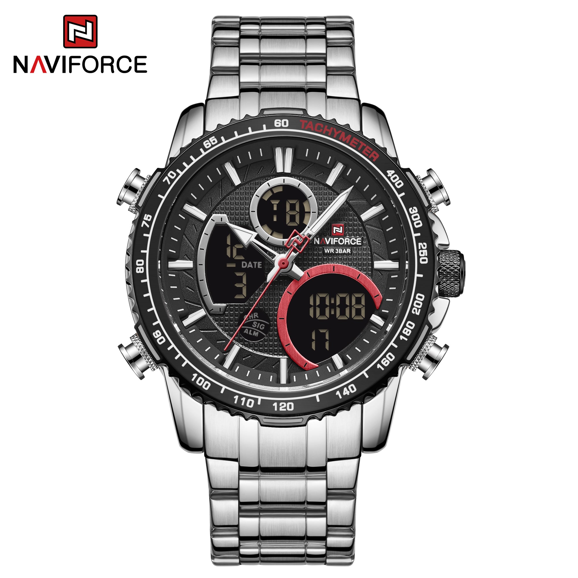 Naviforce 9182 Torpedo Men Watch - Silver Black