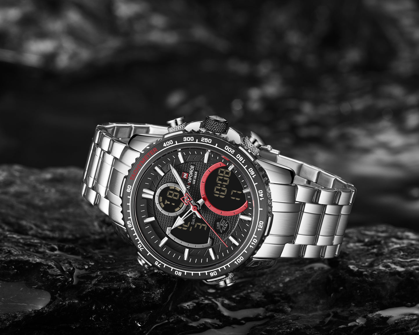 Naviforce 9182 Torpedo Men Watch - Silver Black