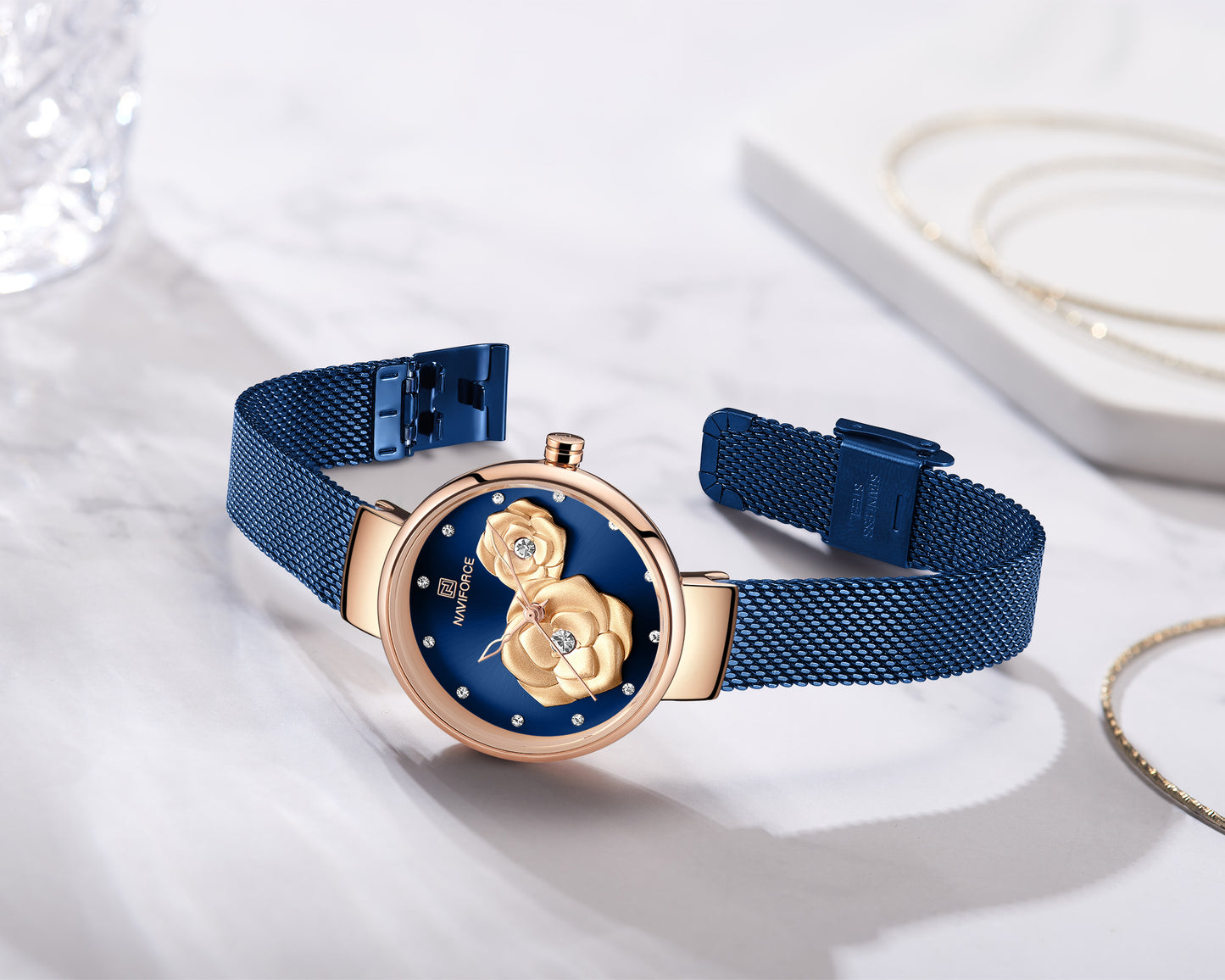 Naviforce 5013 Venica Floral Women Watch - Blue