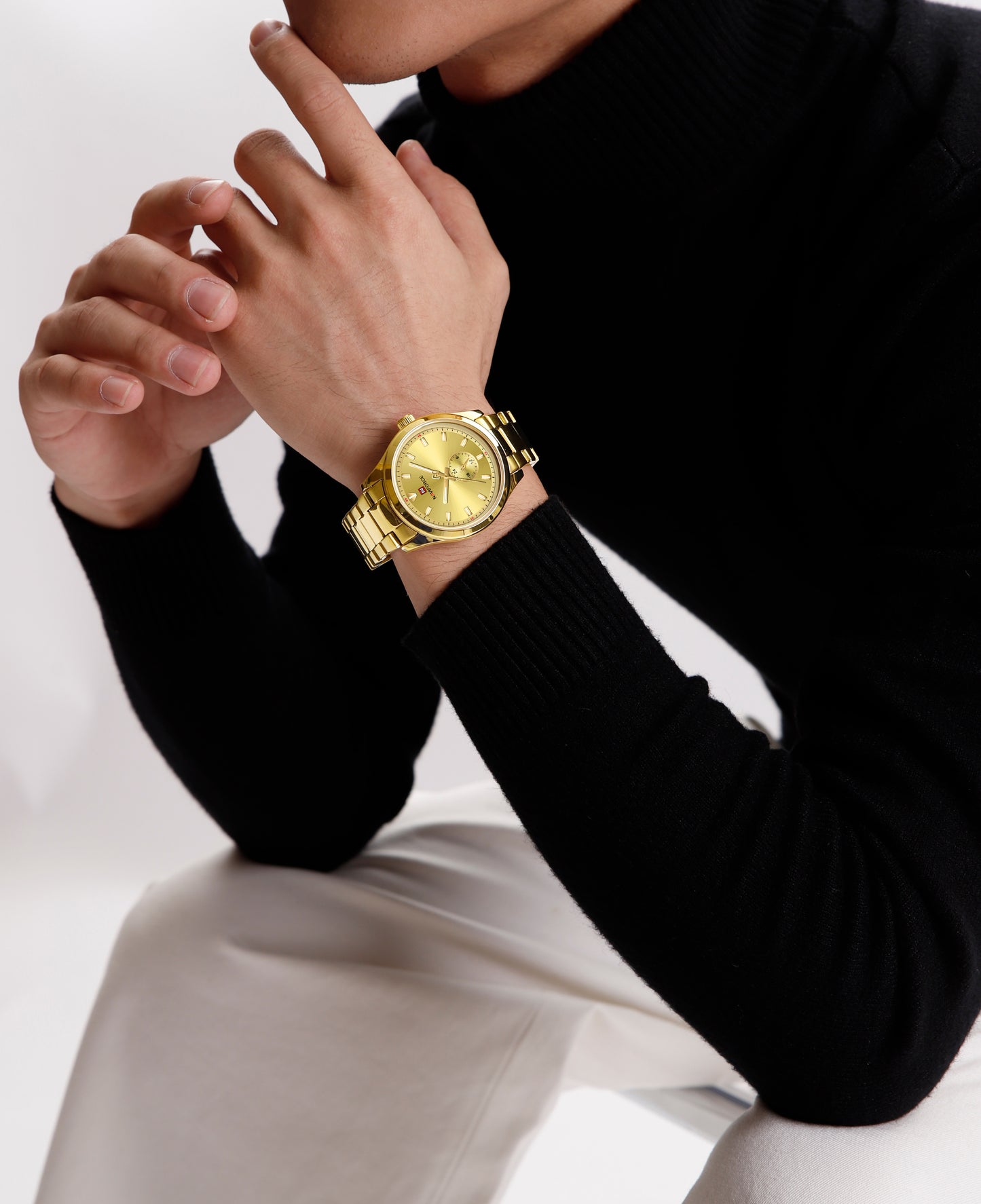 Naviforce 9231 TerraTime Men Watch - Gold