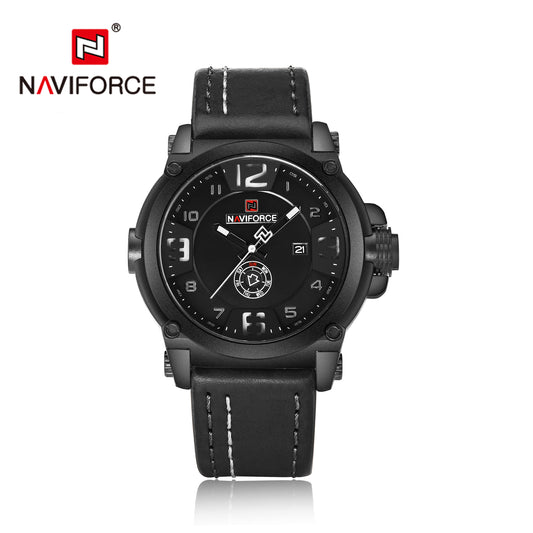 Naviforce 9099 Vortex Men Leather Watch - Black