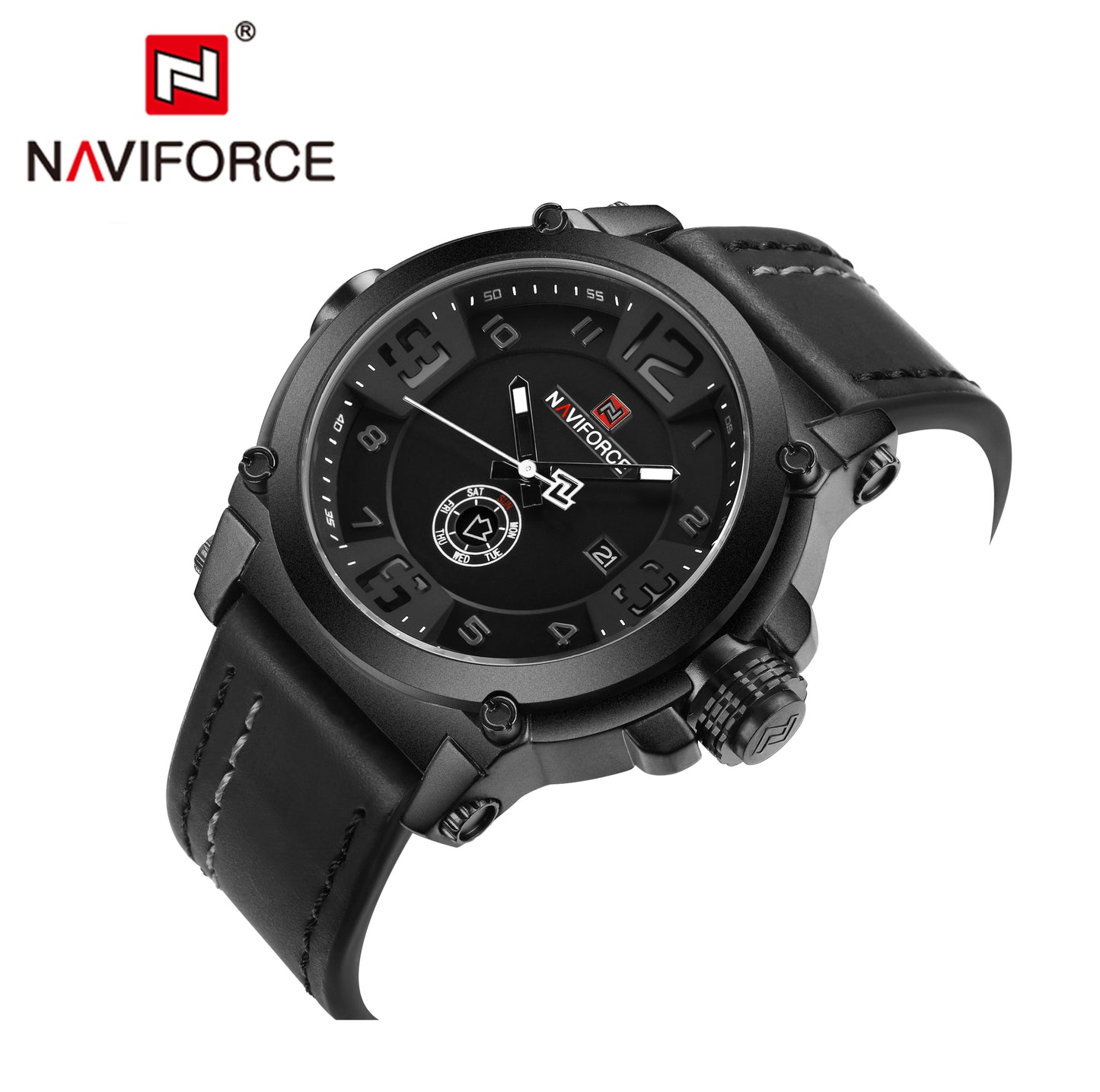 Naviforce 9099 Vortex Men Leather Watch - Black