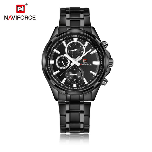 Naviforce 9089s Tourbillion Business Men Watch - Black White