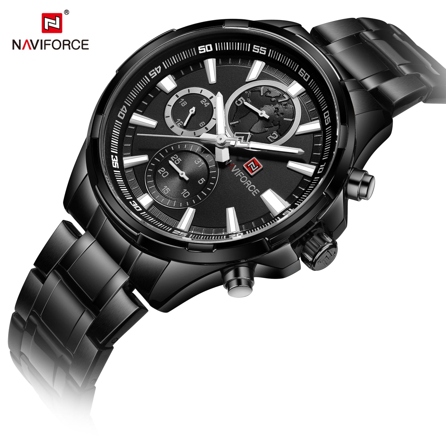 Naviforce 9089s Tourbillion Business Men Watch - Black White