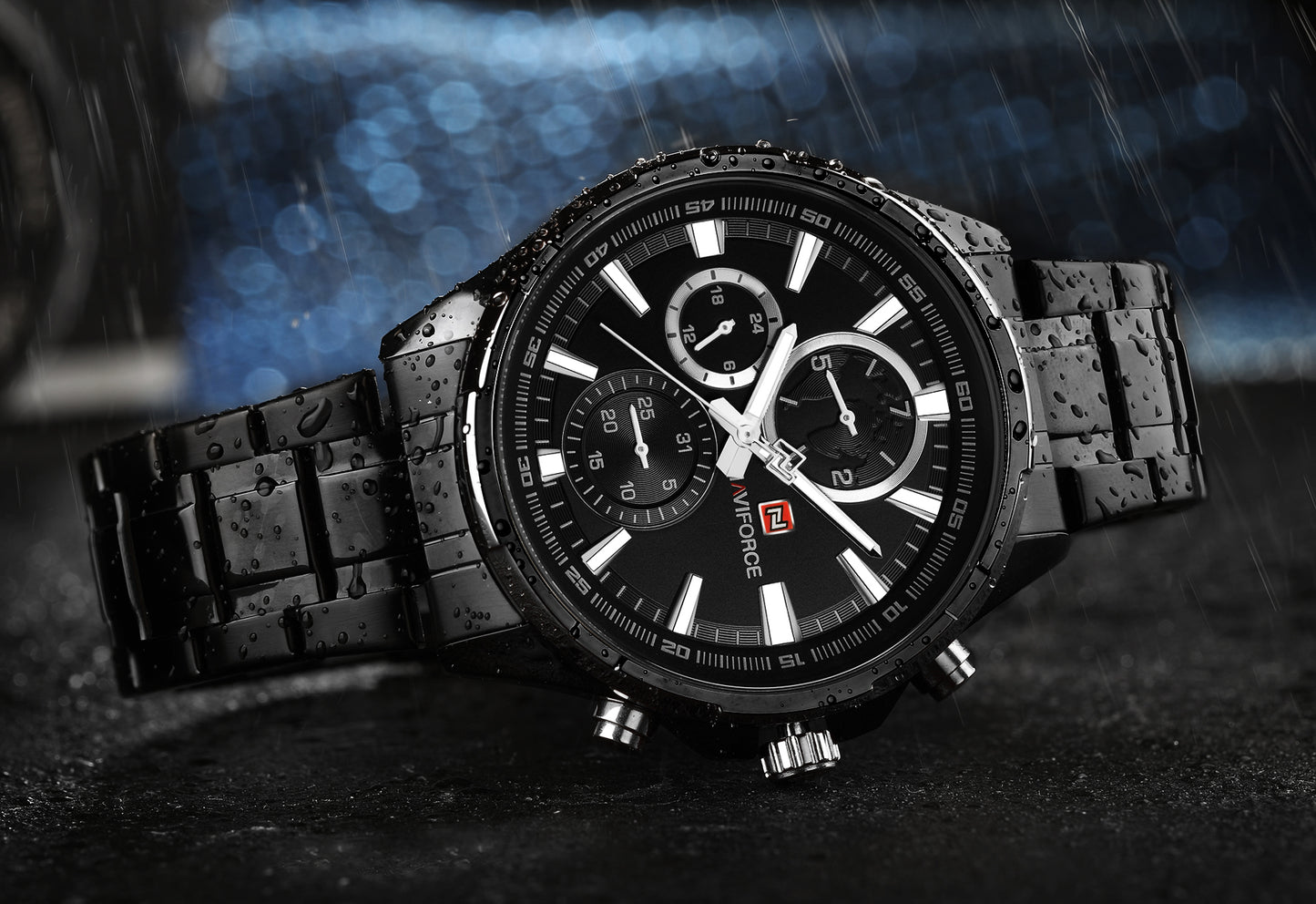 Naviforce 9089s Tourbillion Business Men Watch - Black White