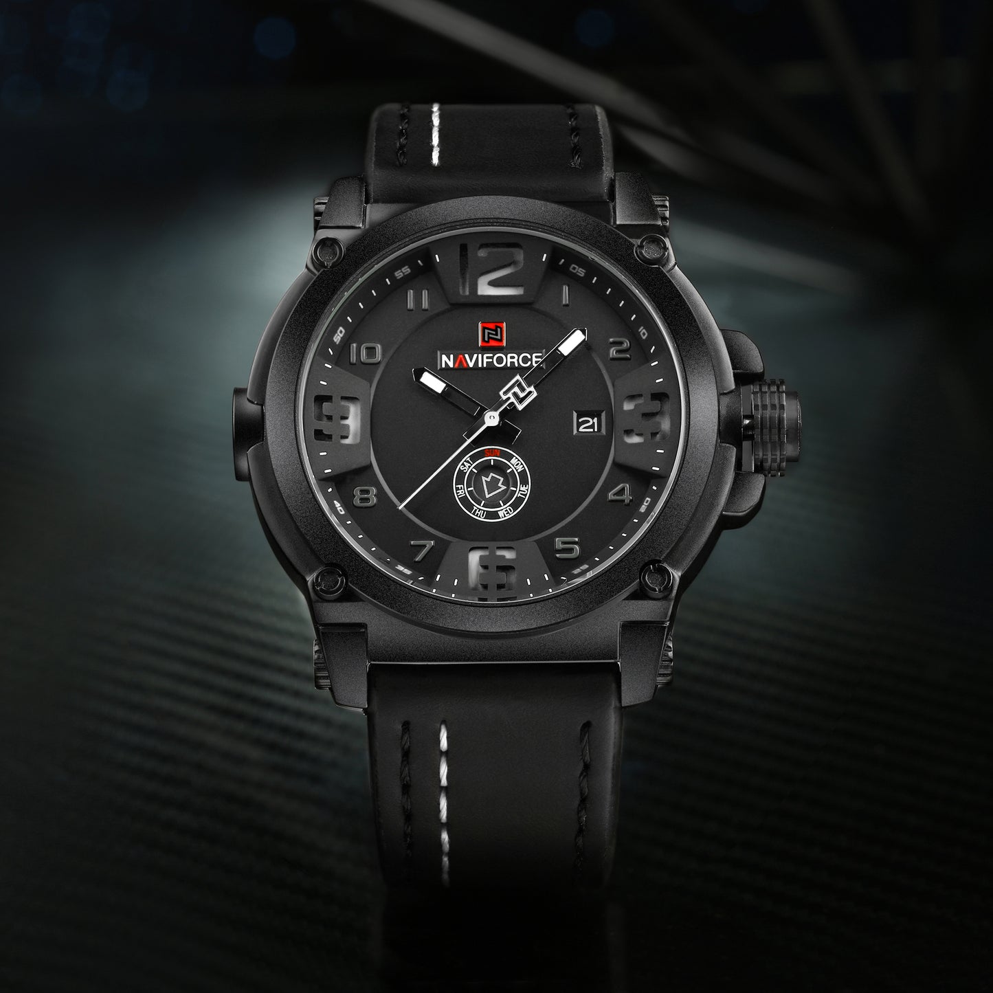 Naviforce 9099 Vortex Men Leather Watch - Black