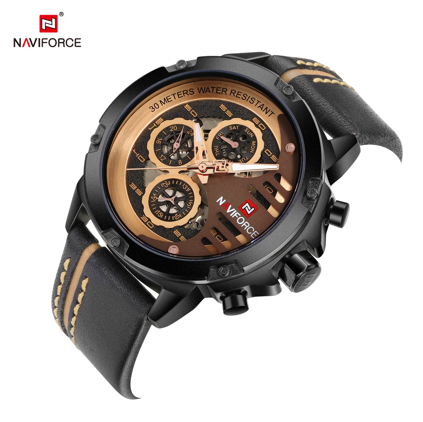 Naviforce 9110 Titanium Men Watch - Black RoseGold