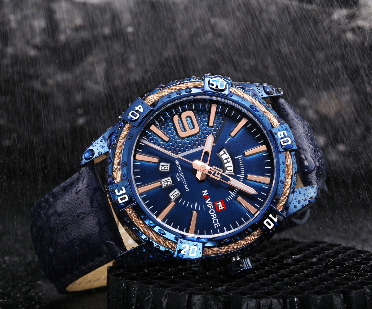 Naviforce 9117 Fozi Men Leather Watch - Blue