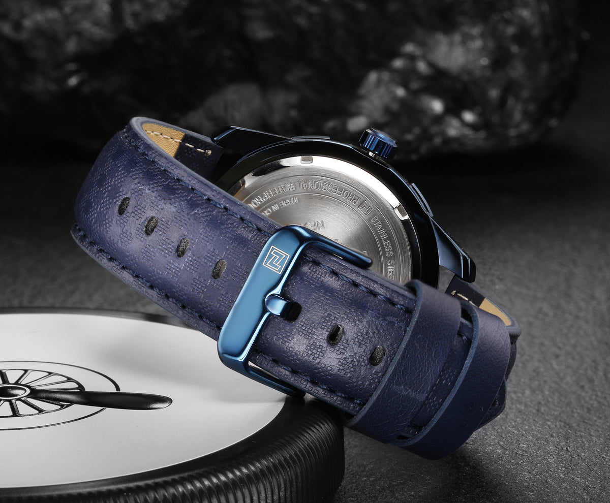 Naviforce 9117 Fozi Men Leather Watch - Blue