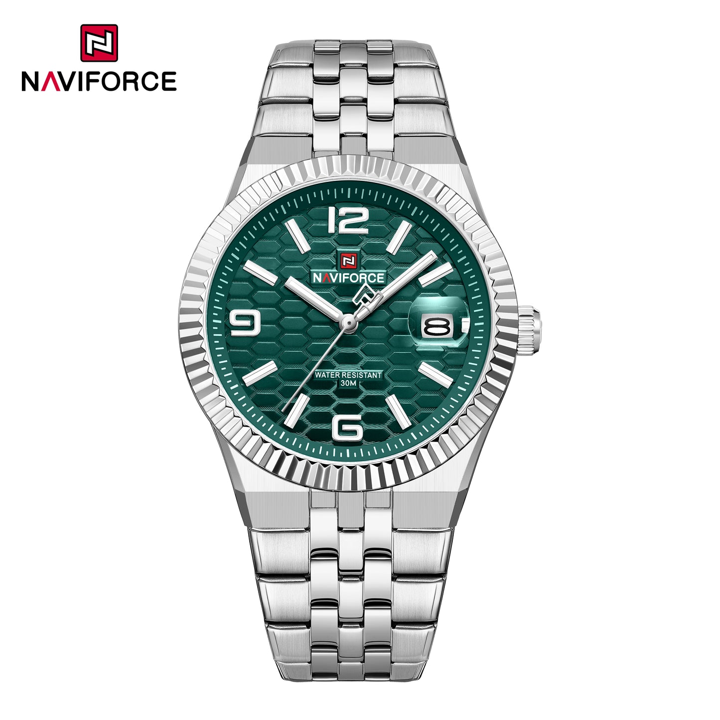 Naviforce 9277 Lotus Men Watch - Silver Green