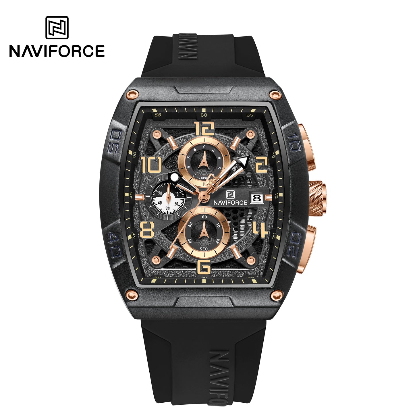 Naviforce 8052 Fantasy Men Watch - Black RoseGold