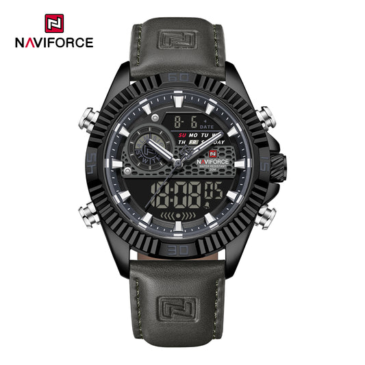 Naviforce 9262L Voyager Men Leather Watch - Grey