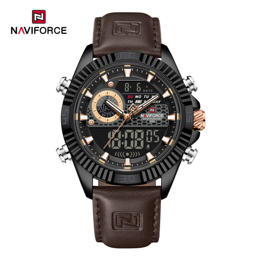 Naviforce 9262L Voyager Men Leather Watch - Coffee-Brown