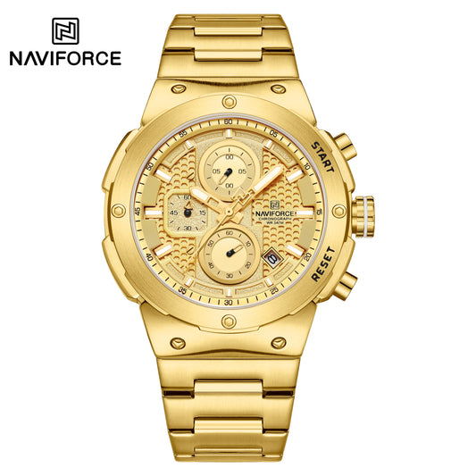 Naviforce NF8072 Chromium Men Watch - Gold