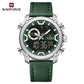 Naviforce 9261 Urban Men Leather Watch - Silver Green