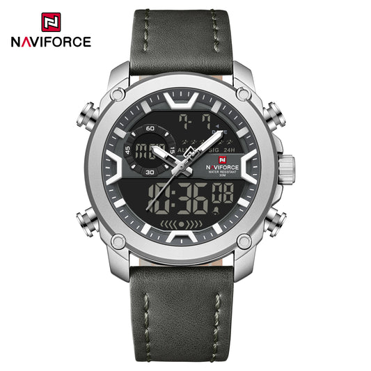 Naviforce 9261 Urban Men Leather Watch - Silver Grey