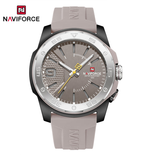 Naviforce 7112 Brigadier Silicon Men Watch - Light Grey