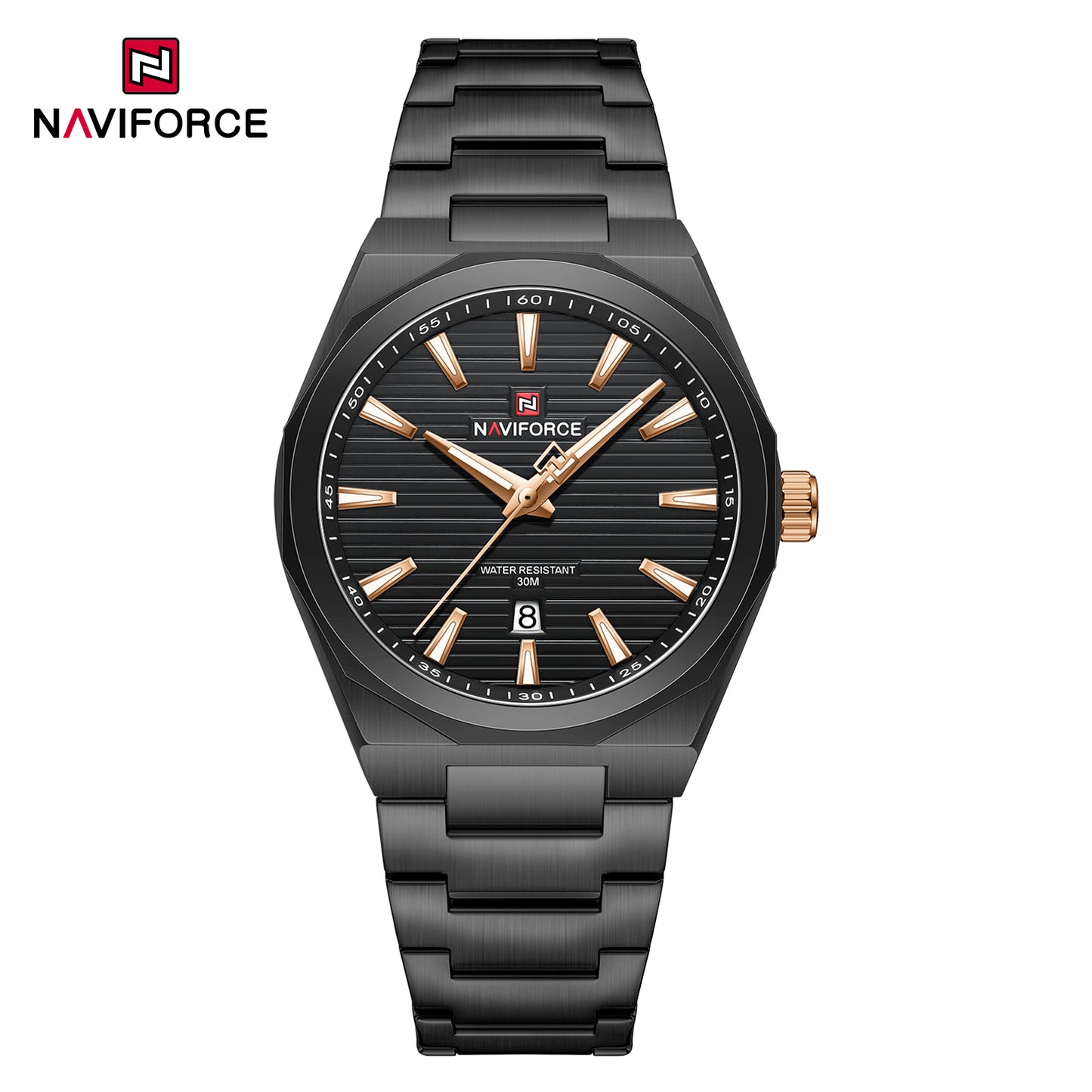Naviforce 9274 Executive Men Watch - Black-RoseGold