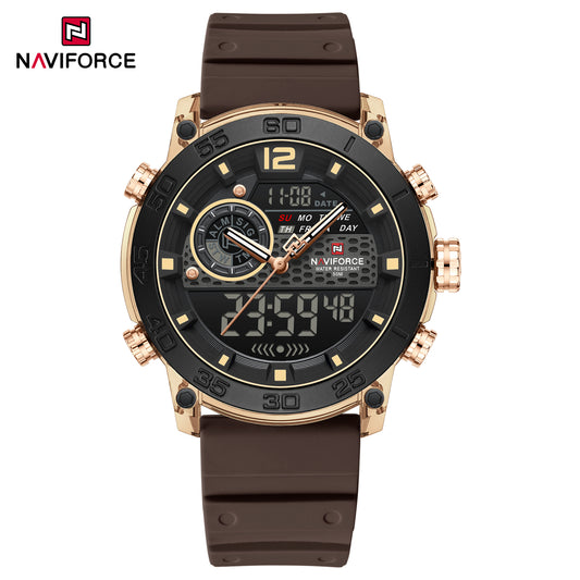 Naviforce NF6104 Unisex Silicone Watch - Brown